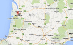 Capture d'écran Google d'une carte indiquant la localité de Cestas, où se trouve l'Intermarché.