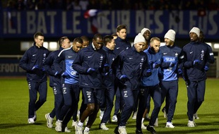 Les joueurs de l'équipe de France, à l'entraînement à Clairefontaine le 11 novembre 2013 avant le match de barrage contre l'Ukraine.