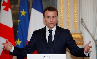 Emmanuel Macron, mardi 19 février, lord d'une conférence de presse au Palais de l'Elysée