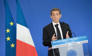 Nicolas Sarkozy au siège de l'UMP à Paris le 22 mars 2015.