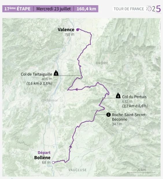 Le parcours de la 17e étape du Tour de France 2025