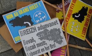 Lors d'une manifestation pour la réunification de la Bretagne