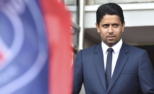 Nasser Al-Khelaïfi lors de la présentation de Neymar au Parc des Princes, le 5 août 2017.