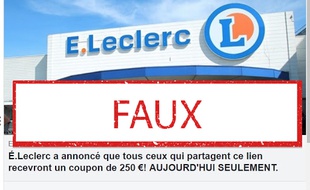 Un site propose des faux bons d'achat Leclerc.
