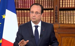 Capture d'écran - le président français Francois Hollande s'adressant à la nation sur les chaînes de télévision depuis l'Elysée, le 26 mai 2014, au lendemain des élections européennes