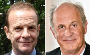 Deux des principaux prévenus, Patrice de Maistre (à droite), ex-gestionnaire de la fortune de la milliardaire Liliane Bettencourt, et le photographe François-Marie Banier (à gauche).
