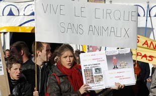 Une manifestation contre les animaux dans les cirques à Lille.