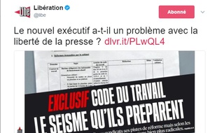 Capture d'écran du compte Twitter de «Libération»