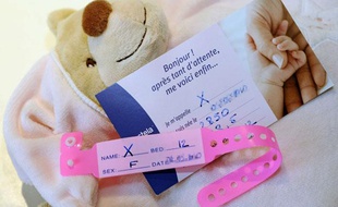 Photo d'illustration: un bracelet de naissance sans prénom dans une maternité.