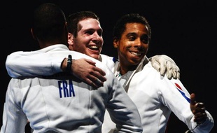 Les épéistes français lors de leur titre de champion du monde le 7 septembre 2009 à Antalya, en Turquie.