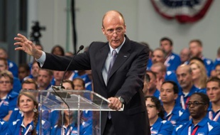 Le président exécutif d'Airbus Group Tom Enders le 14 septembre 2015 à Mobile aux Etats-Unis