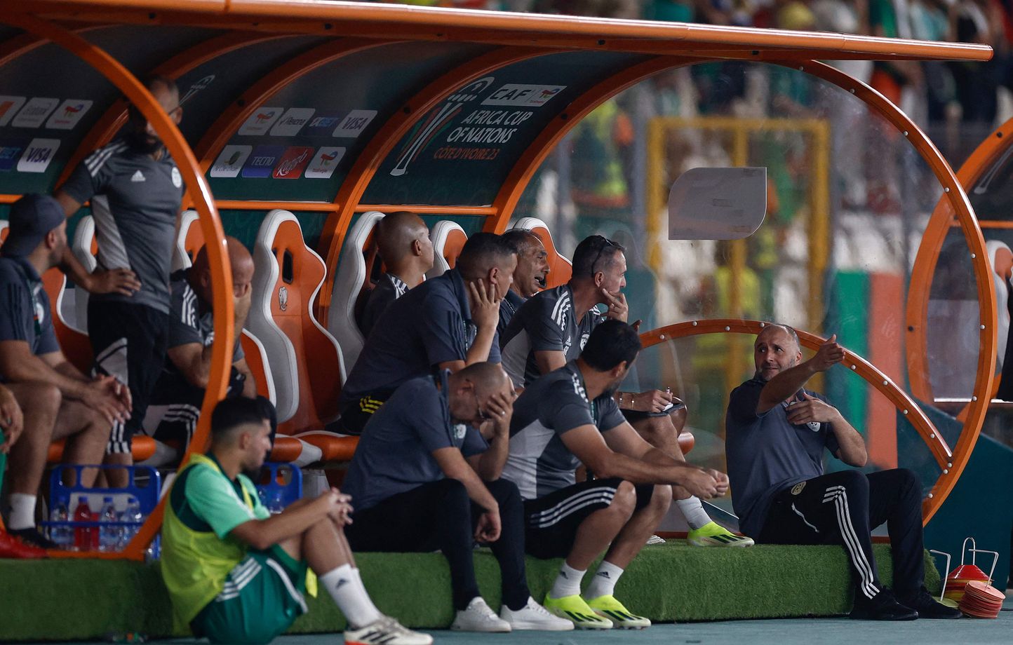 Le banc algérien lors du match des Fennecs contre la Mauritanie, le 23 janvier 2024. 