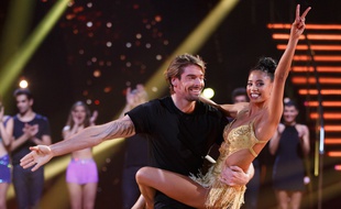 Camille Lacourt et sa partenaire de danse Hajiba Fahmy dans la saison 8 de «Danse avec les stars»