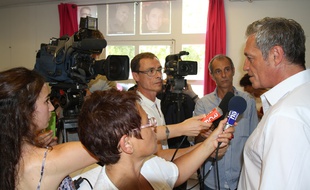 Philippe Saurel, quelques instants après l'annonce de sa candidature aux élections régionales de 2015