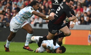 Le trois-quarts centre du Stade Toulousain Florian Fritz, lors d'un match de Top 14 face au Racing 92 au stade Ernest-Wallon, le 15 avril 2018.