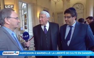 Claude Goasguen et Meyer Habib à l'Assemblée le 13 janvier 2015.
