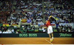 Rafael Nadal lors d'un match de Coupe Davis face à la République Tchèque, le 4 décembre 2009