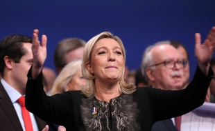 Marine Le Pen au congrès du Front National, le 30/11-2014.