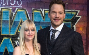 Les comédiens Anna Faris et Chris Pratt à l'Eventim Apollo de Londres