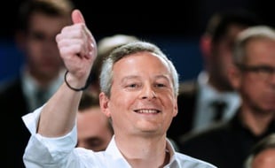 Bruno Le Maire arrive à une réunion publique à Vesoul le 23 février 2016