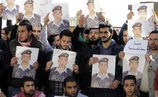 Manifestation pour la libération du pilote jordanien Maaz al-Kassasbeh, le 3 février 2015 à Amman