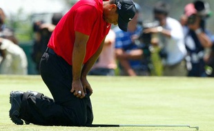 Tiger Woods, après un put raté à l'US Open 2008