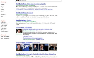 Capture d'écran d'une recherche sur Google.com depuis le lancement de Search Plus Your World.