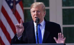 Donald Trump annonce le 15 février 2019 qu'il a déclaré l'urgence nationale pour financer le mur à la frontière.