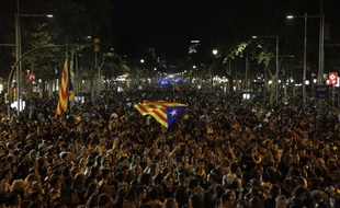 Jeudi soir, lors d'une manifestation d'indépendantistes catalans, à Barcelone.
