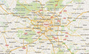 Capture d'écran de la région parisienne.