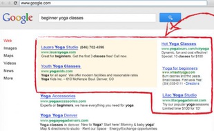 Des résultats sponsorisés sur Google via son système Adwords.