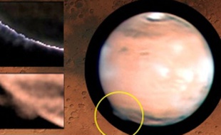 Formation nuageuse observée sur Mars en 2012.