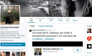 Capture d'écran du compte Twitter de Léonard Trierweiler, le fils de Valérie Trierweiler.