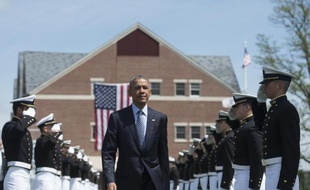 Le président américain Barack Obama le 20 mai 2015 à New London dans le Connecticut