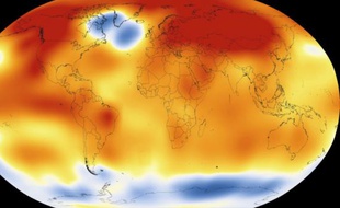 Illustration fournie le 20 janvier 2016 par la NASA montrant le réchauffement climatique dans le monde