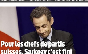 Le site du quotidien suisse «Le Matin», après le premier tour de la présidentielle en France, le 22 avril 2012.