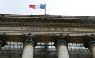 Le Palais Brongniart, ancienne Bourse de Paris, le 24 août 2015