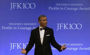 Barack Obama donnant un discours à Boston en mai dernier.