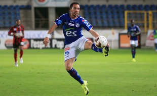 Strasbourg, le 29 août 2015. - Le Racing concède le nul face aux Herbiers (2-2). Jean-Philippe Sabo.