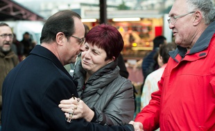 François Hollande en visite à Tulle, son ancienne commune, le 17 janvier 2015.