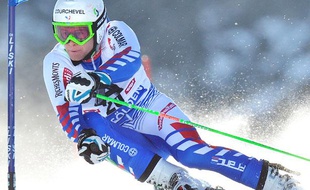 Alexis Pinturault est monté sur la deuxième place du podium du Géant le 23 octobre 2011, pendant la Coupe du monde de ski qui se déroule à Sölden en Autriche.