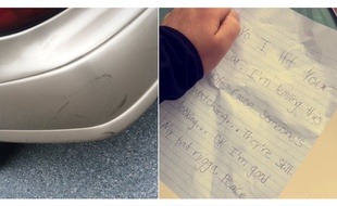 Le jeune homme a bien ri en découvrant le message insolite que lui a laissé le conducteur qui a embouti sa voiture.