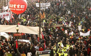 Manifestation à Paris, à l'occasion de la journée d'action interprofessionnelle du 29 janvier 2009.