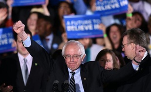 Le candidat à la primaire démocrate, Bernie Sanders, à Concord (New Hampshire) aux Etats-Unis, le 9 février 2016