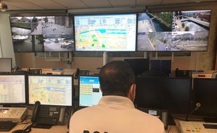 Dans le centre d’information et de commandement de la police, à Strasbourg.