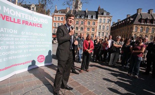 Arnaud Montebourg, place du Général-de-Gaulle à Lille, lors des primaires PS le 26 septembre 2011.