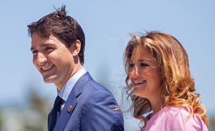 Justin Trudeau et sa femme, Sophie Grégoire Trudeau. GEOFF ROBINS / AFP