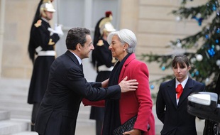 Nicolas Sarkozy et Christine Lagarde, le 11 janvier 2012 à l'Elysée.
