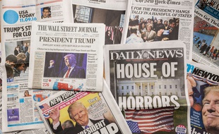 La presse américaine met Trump à la une, le 9 novembre 2016, au lendemain de son élection à la présidentielle.