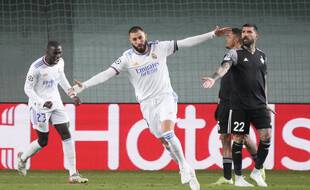 Karim Benzema a marqué lors de la victoire du Real Madrid face au Sheriff Tiraspol, le 24 novembre 2021.